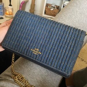 Coach Quilted Denim and Leather Crossbody Purse NWT